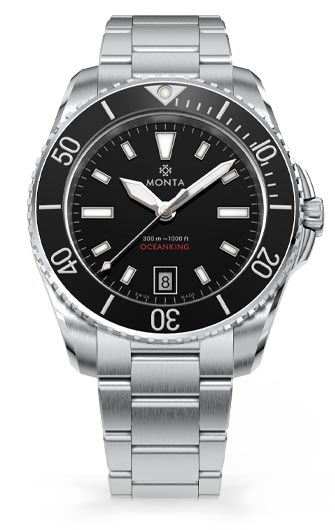 Monta Watch Oceanking 12-Hour with Date Black Dial with Ceramic Bezel |  Extropian