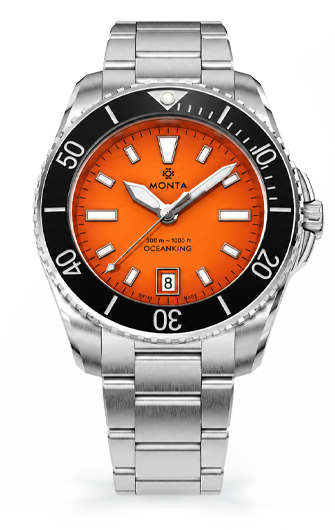ゾーガンキンオーヴォ Monta Oceanking, 60-Minute Bezel, with Date, Orange Dial, Ceramic