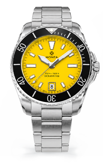 Monta Oceanking, 60-Minute Bezel, with Date, Yellow Dial, Ceramic